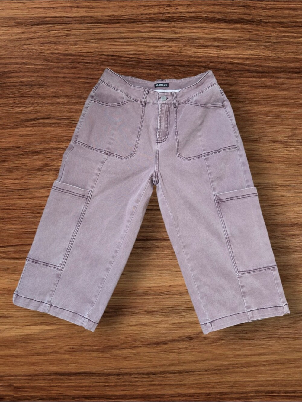 Flamingals Dusty Mauve Cargo Grunge Skater Long Shorts